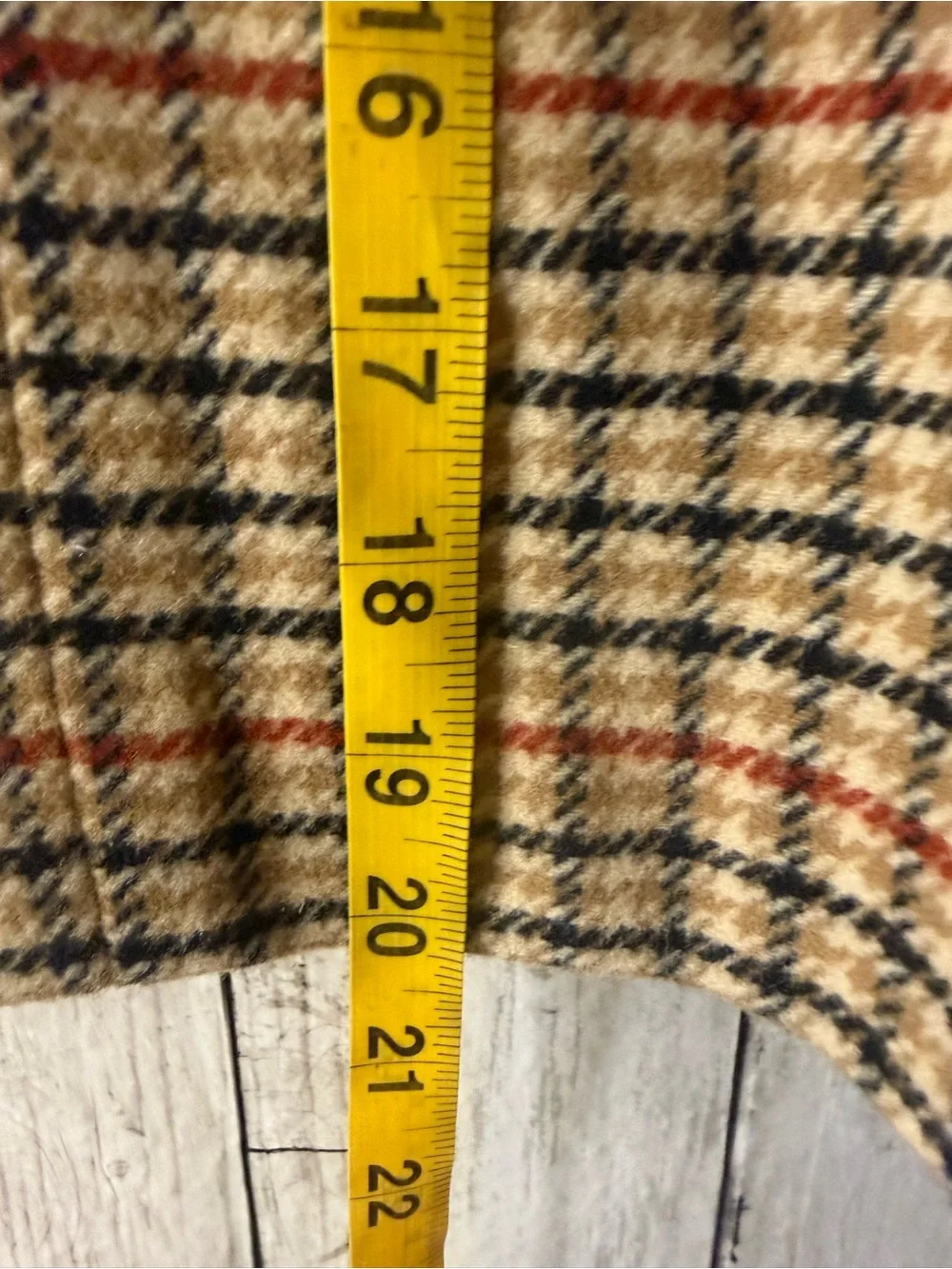 J. Crew Factory Wool Blend Mini Skirt Houndstooth Tan Plaid 20 Academia Preppy
